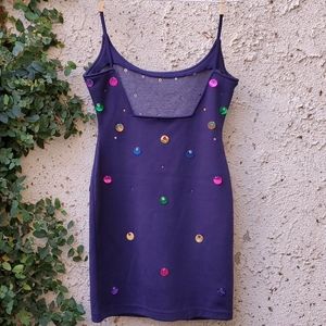 Vintage mini dress beaded sequin party VTG low back mod backless barbiecore S